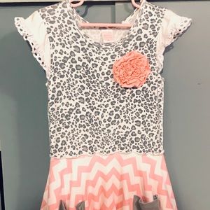 Giggle Moon Girls Leopard Chevron dress Size 6X